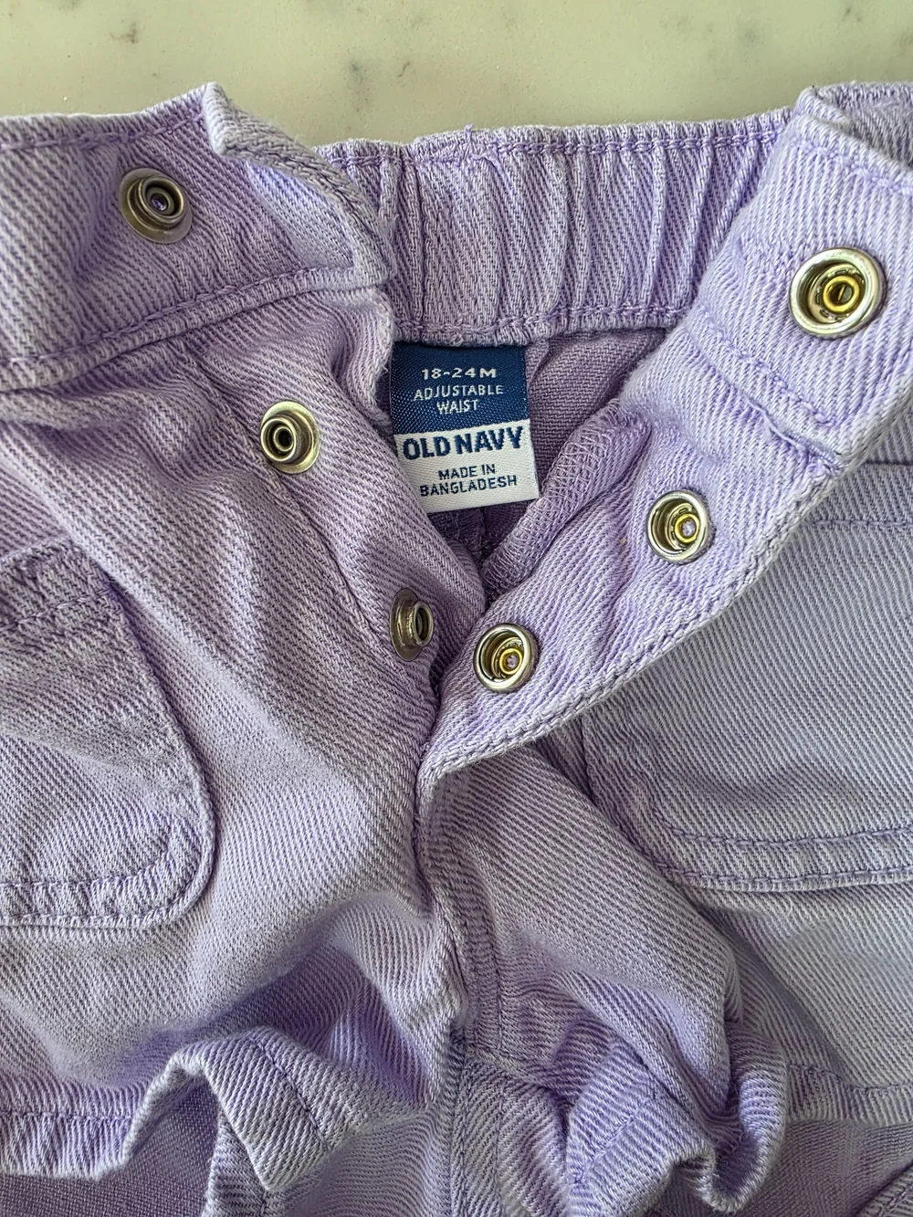 Old Navy Lilac Denim Button-Front Baby Shorts 18-24mo